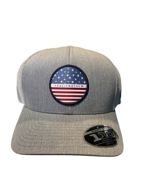 Travis Mathew Gray USA Fourth of July Hat NEW Flexfit Tech